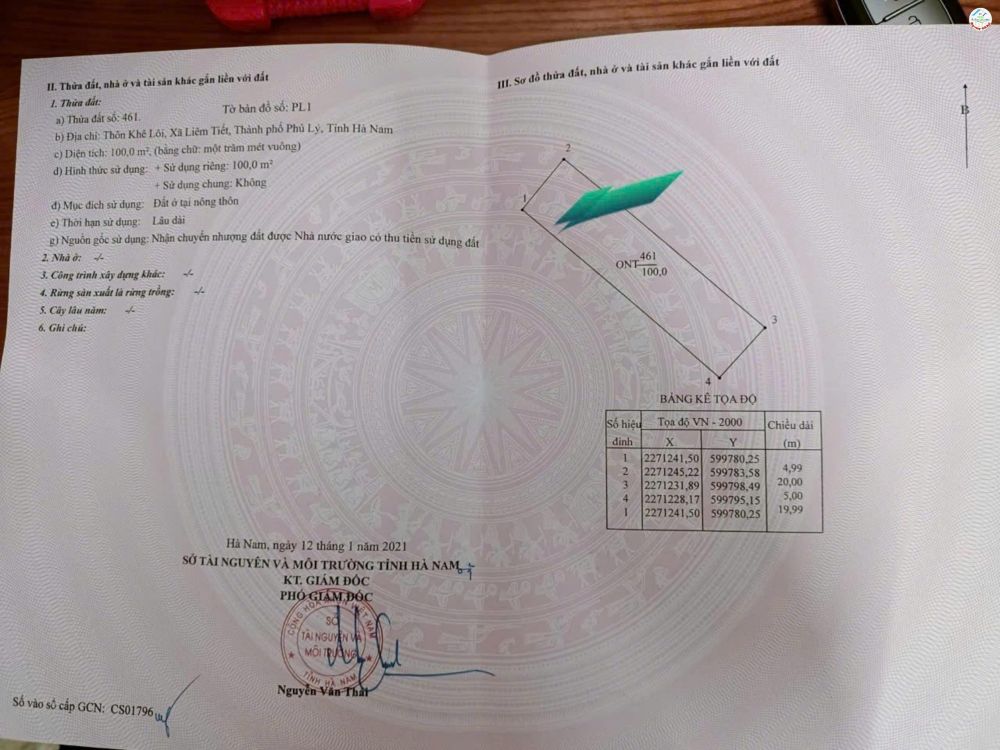 Nhà đất bán Phủ Lý, Hà Nam | 100m2 - 3.4 Tỷ/Tổng diện tích