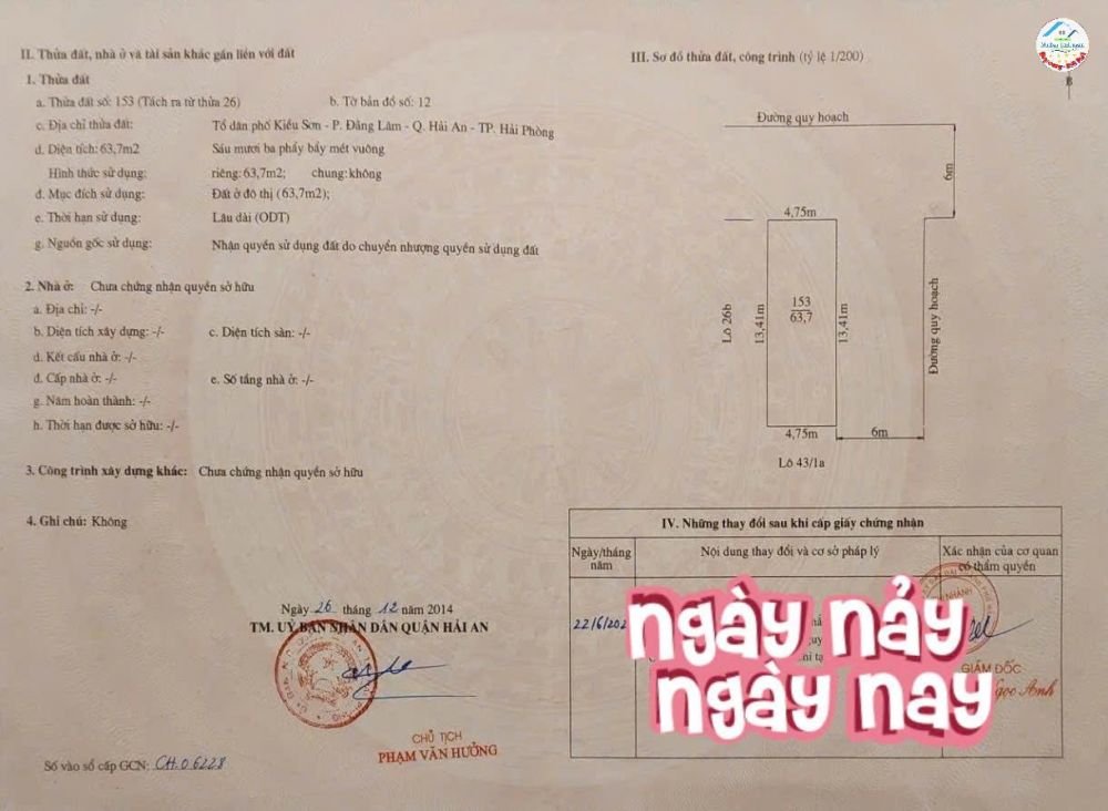 Bán đất phân lô Kiều Sơn - Văn Cao, 64m đường 6m, Lô góc - Giá 3.56 tỉ cực hiếm