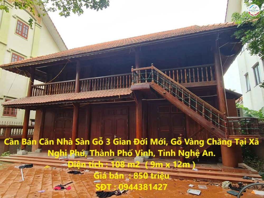 Cần Bán Căn Nhà Sàn Gỗ 3 Gian Đời Mới, Gỗ Vàng Chăng Tại Nghi Phú, TP Vinh.