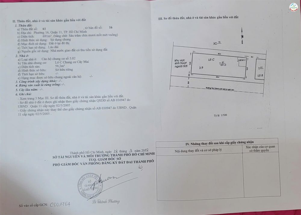 Căn Hộ Đẹp - Giá Tốt - Chính Chủ Cần Bán nhanh căn chung cư Cây Mai vị trí tại quận 11, TPHCM