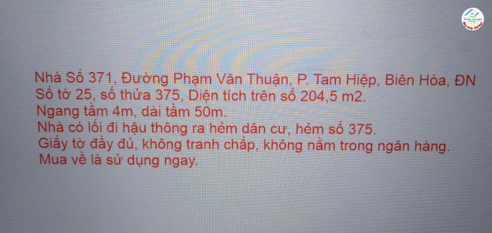 Chính Chủ Bán Nhà Mặt Tiền Đường Phạm Văn Thuận, KP4, P. Tam Hiệp, Biên Hòa