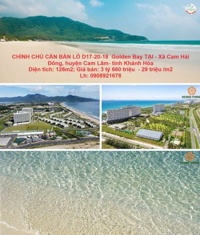 CHÍNH CHỦ CẦN BÁN LÔ D17-20-18  Golden Bay TẠI - Xã Cam Hải Đông, huyện Cam Lâm- tỉnh Khánh Hòa