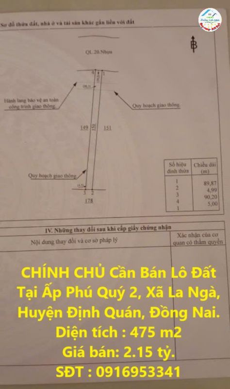 CHÍNH CHỦ Cần Bán Lô Đất Tại Ấp Phú Quý 2, Xã La Ngà, Huyện Định Quán, Đồng Nai.