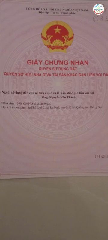 CHÍNH CHỦ Cần Bán Lô Đất Tại Ấp Phú Quý 2, Xã La Ngà, Huyện Định Quán, Đồng Nai.