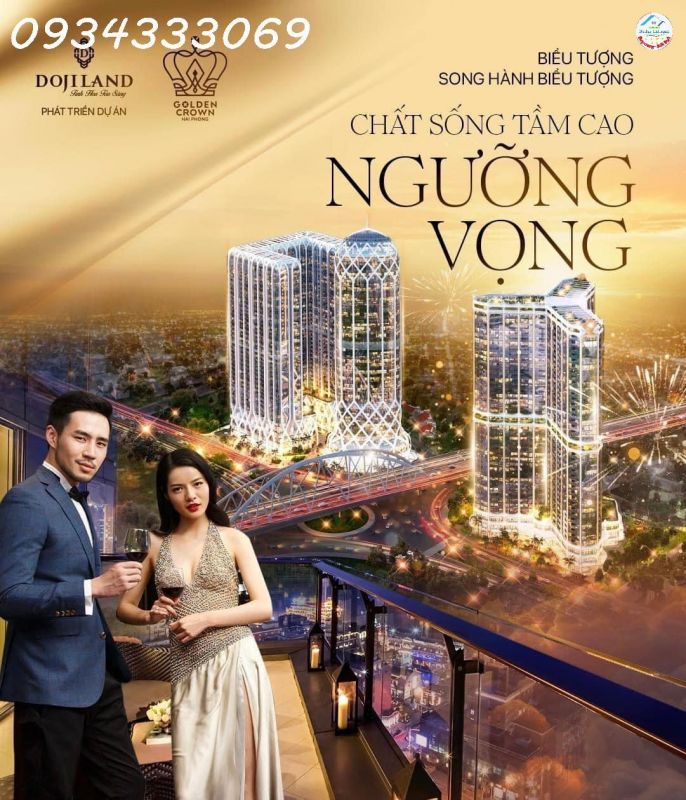 Cho thuê căn hộ 2pn 2wc CH1808 Doji Diamond Crown Hải Phòng ( DCH ) mặt view Lê Hồng Phong. Vào đồ