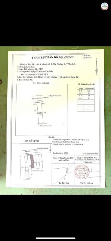 ĐẤT ĐẸP –GIÁ TỐT - CHÍNH CHỦ BÁN NHÀ ĐẤT TẠI 5/8 Cư Xá A Phường 3 - TP Tân An - Long An