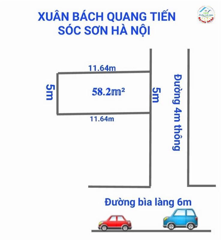 Hàng đẹp 58.2m2 tại Xuân Bách- Quang Tiến- Sóc Sơn. Đường oto thông vào đất