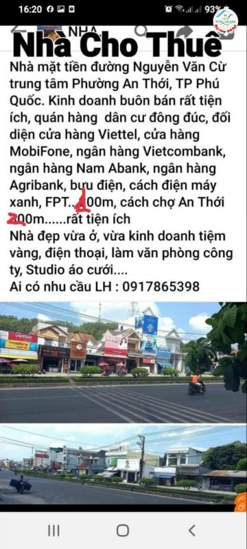 LH: 0917865398 Cho thuê Nhà mặt Phố Đường Nguyễn Văn Cừ An Thới Phú Quốc Kiên Giang, Vừa Ở  vừa